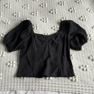 Linen Blend puff sleeve top H&M